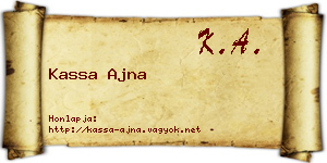 Kassa Ajna névjegykártya